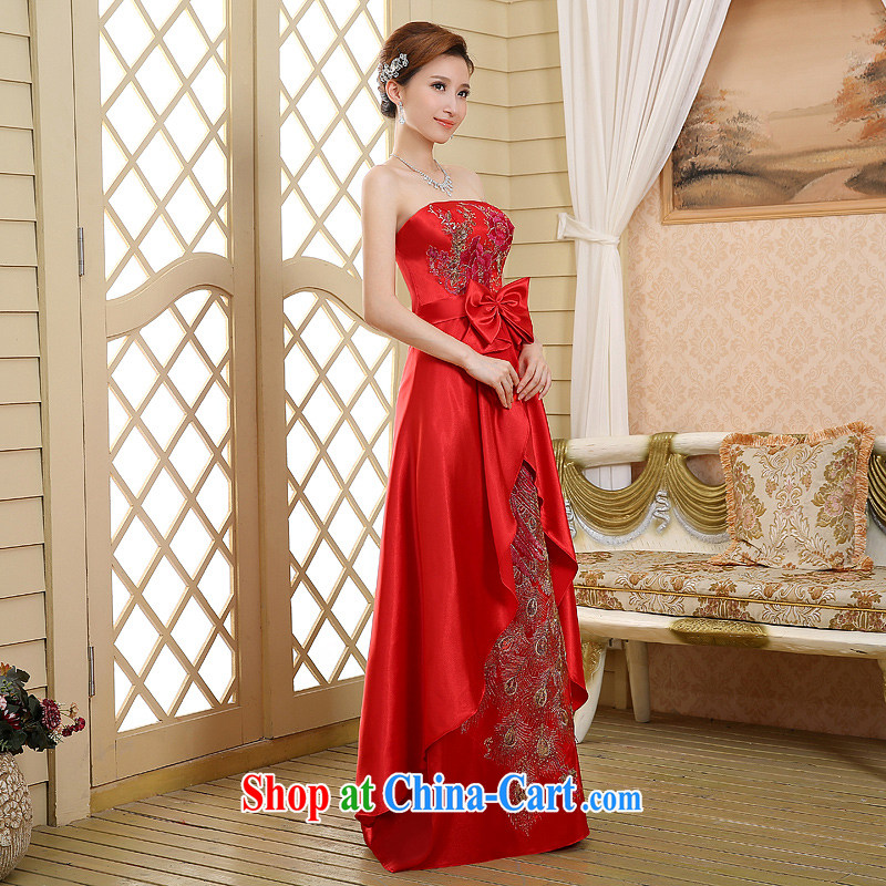 Flower Angel, summer 2014 new marriages marriage chest bare gown Phoenix Peony bow tie Satin soft Satin exclusive and comfortable red toast serving XXL, flower Angel (DUOQIMAN), online shopping
