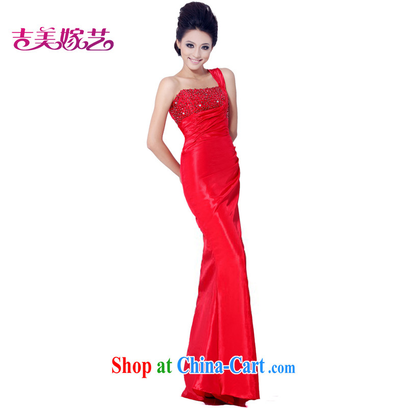 wedding dresses Jimmy married arts 2015 new single shoulder Korean Red dress crowsfoot LS 3004 bridal gown red XL