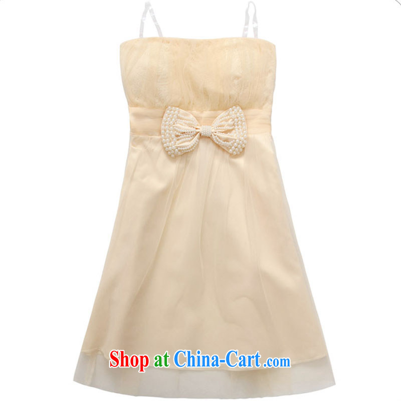 JK 2. YY sweet sister dress Bead Chain bow-tie a yarn bare chest skirt GALLUS DRESS pink bridesmaid dresses small XL dresses champagne color 3 XL recommendations 170 Jack left and right, JK 2. YY, online shopping