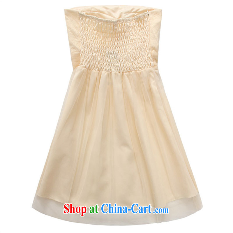 JK 2. YY sweet sister dress Bead Chain bow-tie a yarn bare chest skirt GALLUS DRESS pink bridesmaid dresses small XL dresses champagne color 3 XL recommendations 170 Jack left and right, JK 2. YY, online shopping