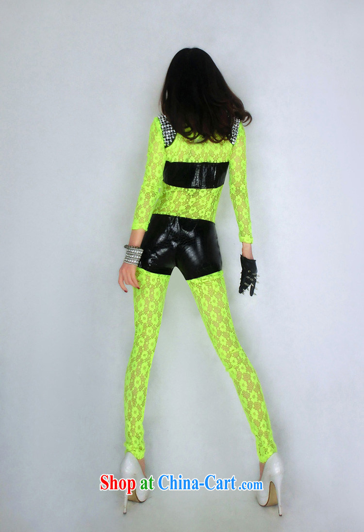European and American Night female DS new uniforms lace rivets stitching fluoro-stage load-performance service #8303 fluorescent yellow L larger picture, price, brand platters! Elections are good character, the national distribution, so why buy now enjoy more preferential! Health