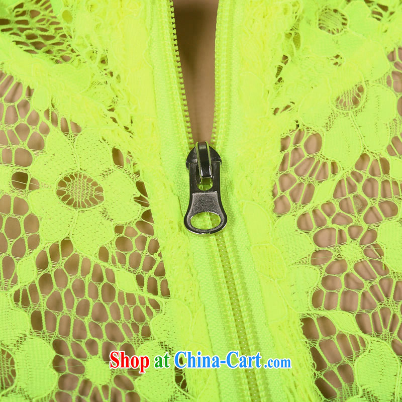 European and American Night female DS new show clothing lace rivets stitching fluoro-stage load-performance service #8303 fluorescent yellow L large numbers, dance to hip hop, and shopping on the Internet