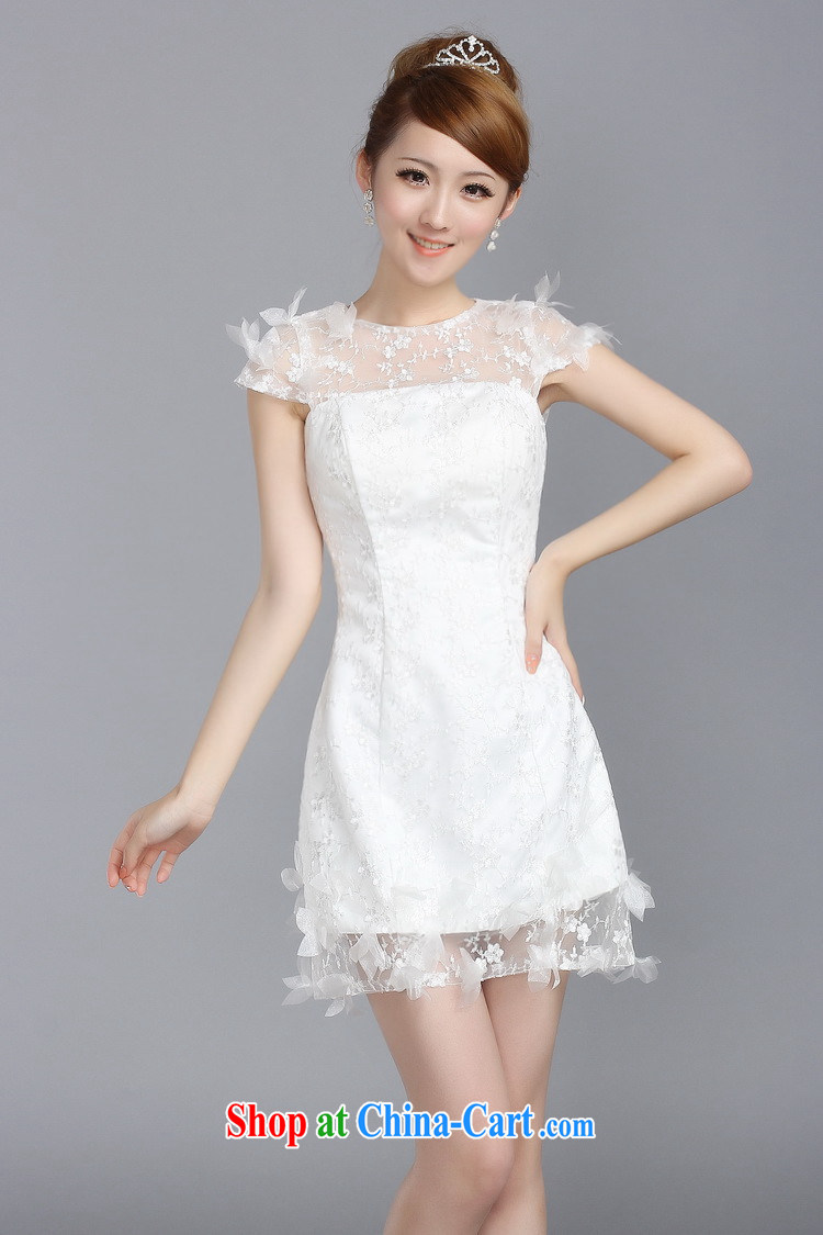 Shez &live female 2014 bridal bridesmaid wedding toast small dress double-shoulder lace dinner show the dress white S pictures, price, brand platters! Elections are good character, the national distribution, so why buy now enjoy more preferential! Health