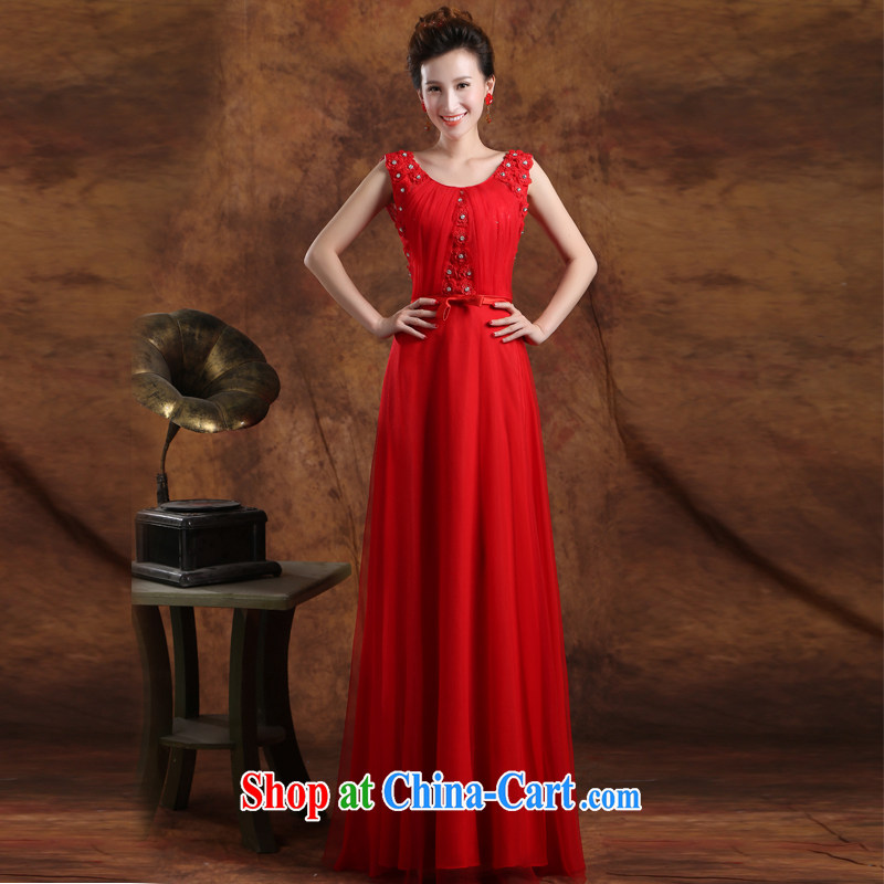 Wei Qi 2015 summer new bridal dresses red dress dress toast fall shoulders U style uniforms long gown dress annual red custom plus _30