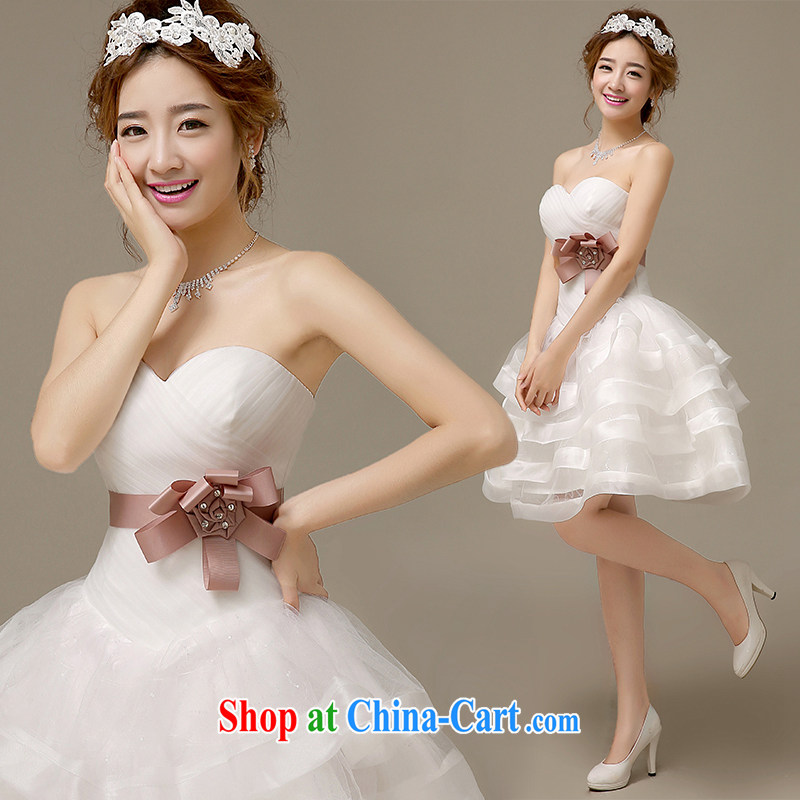 The United States, wedding dresses 2015 Spring/Summer Edition Korea wiped his chest flower manually short wedding beauty cascading shaggy strap L 0045 white XL, the American (Imeinuo), online shopping