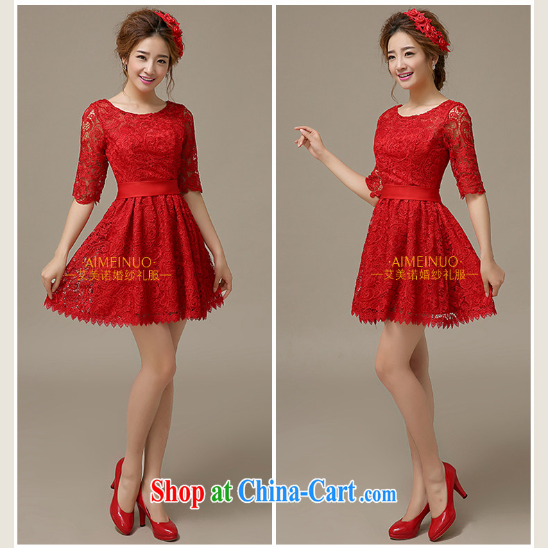The United States and the 2015 spring and summer evening dress Korean short, red lace, dresses cuff marriages toast Stage service 0044 L XXL pictures, price, brand platters! Elections are good character, the national distribution, so why buy now enjoy more preferential! Health