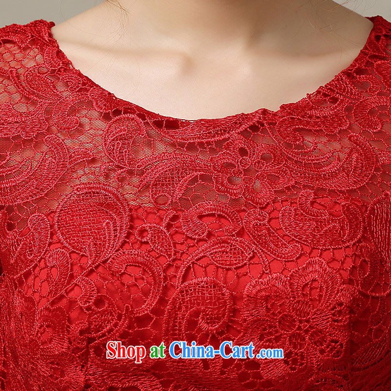 The United States and the 2015 spring and summer evening dress Korean short, red lace, dresses cuff marriages toast Stage service L XXL 0044, AIDS, and the United States (Imeinuo), shopping on the Internet