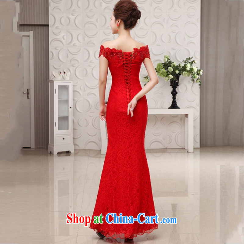 Yong-yan and new wedding dresses new 2015 stylish married a Field shoulder at Merlion retro bride Korean bows dress evening dress red M, Yong Yan good offices, shopping on the Internet