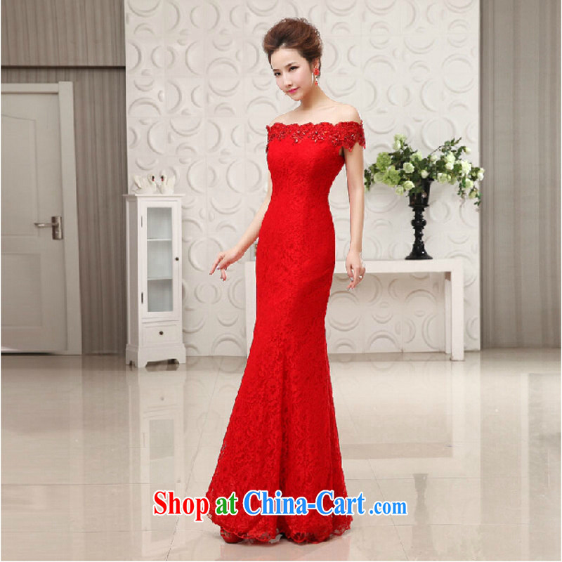 Yong-yan and new wedding dresses new 2015 stylish married a Field shoulder at Merlion retro bride Korean bows dress evening dress red M, Yong Yan good offices, shopping on the Internet