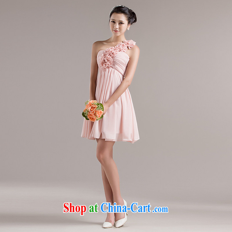 Rain is still Yi 2015 new bridesmaid dresses sweet single shoulder flowers bridal toast clothing sister short small dress LF 97 meat pink tailored, rain is still Yi, shopping on the Internet