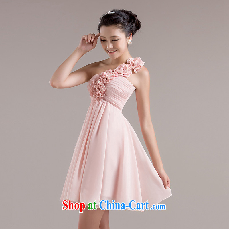 Rain is still Yi 2015 new bridesmaid dresses sweet single shoulder flowers bridal toast clothing sister short small dress LF 97 meat pink tailored, rain is still Yi, shopping on the Internet