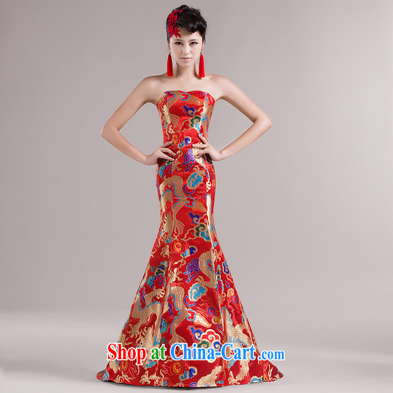 Rain is still Yi stars, with robes of the Dragon The Evening Dress bride wedding toast clothing dresses small-tail performance service LF 110 red tailored, rain is still clothing, shopping on the Internet