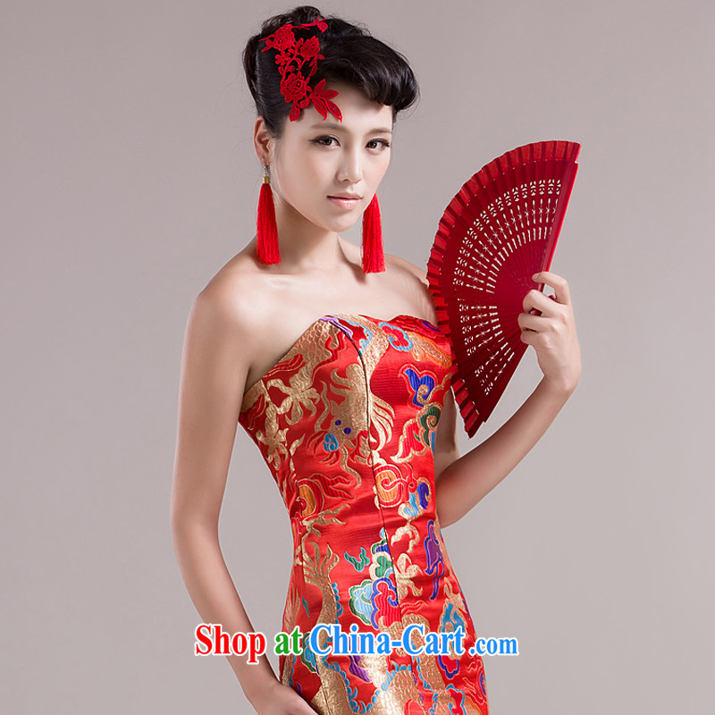 Rain is still Yi stars, with robes of the Dragon The Evening Dress bride wedding toast clothing dresses small-tail performance service LF 110 red tailored, rain is still clothing, shopping on the Internet