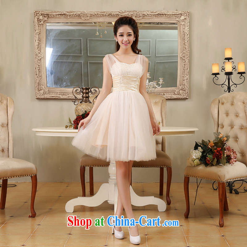 Rain is still Yi 2015 new marriage short, Shaggy Princess small dress bridal the wedding bridesmaid sister dress LF 177 champagne color tailored, rain is clothing, shopping on the Internet