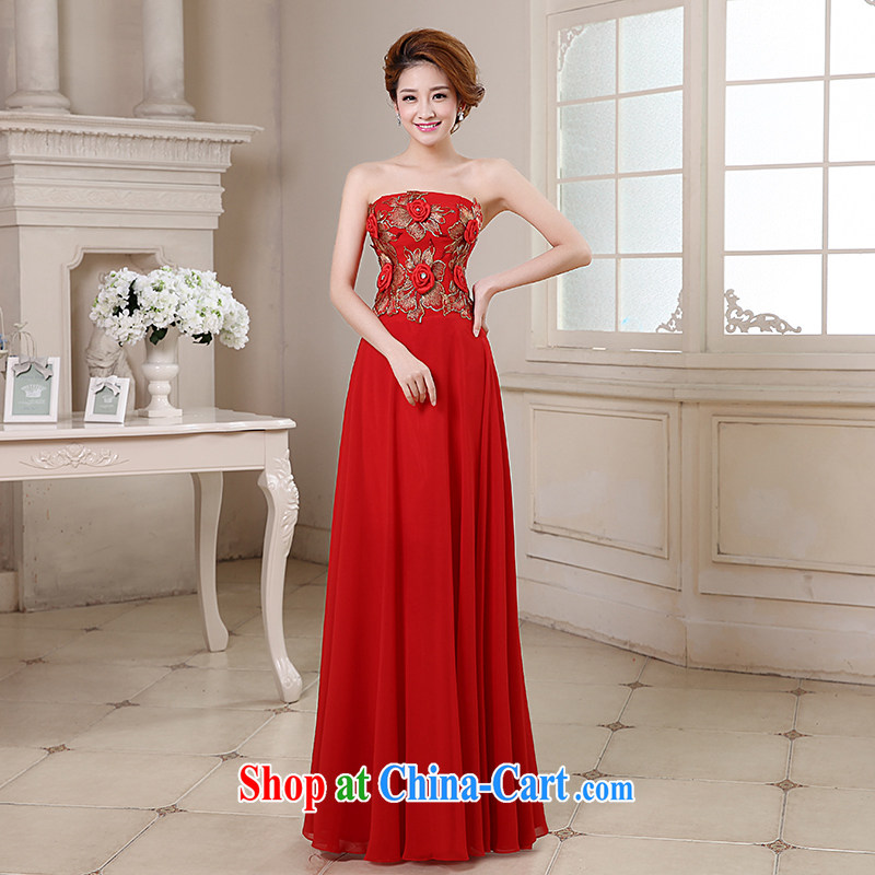 Rain is still clothing bridal 2015 new marriage toast stage moderator evening dress graphics thin flowers erase chest gown LF 188 red tailored, rain is clothing, and shopping on the Internet