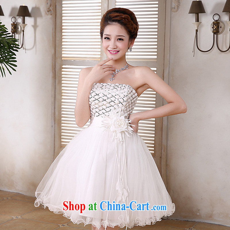 Rain is still Yi 2015 new bridesmaid dresses the bride's small wedding married Mary Magdalene white chest strap shaggy Princess short skirt LF 189 white tailored, rain is still clothing, shopping on the Internet