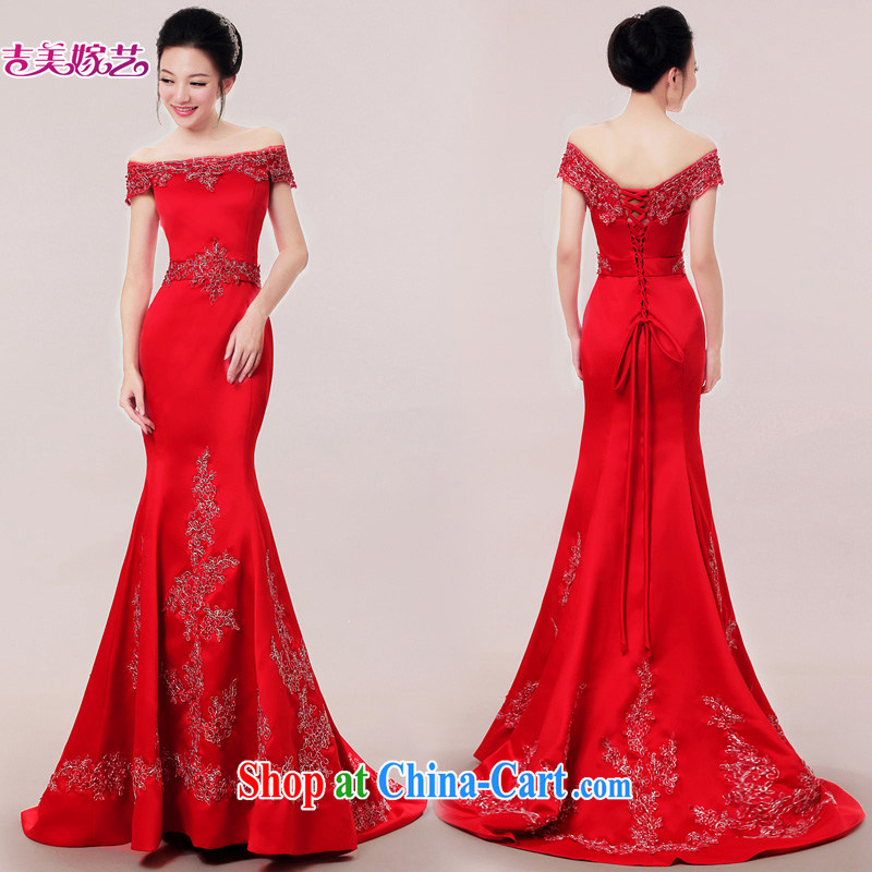 wedding dresses, marry us performing arts 2015 New Field shoulder Korean Beauty at Merlion dress LS 7220 bridal gown red XL