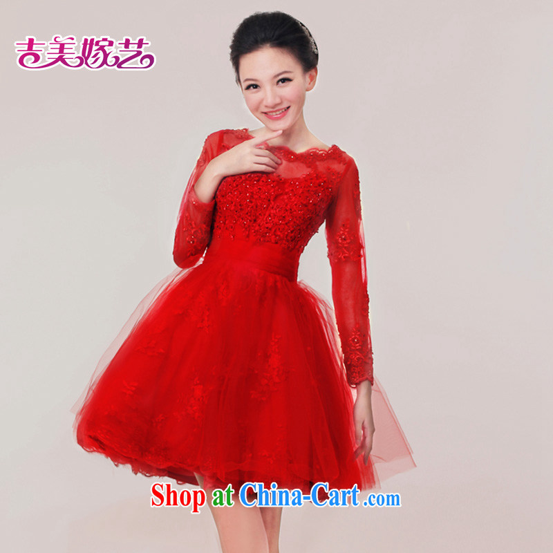 wedding dresses Jimmy married arts 2015 New Red lace dress L 7308 short bridal toast serving red XL