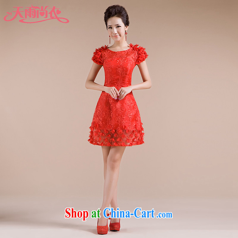Rain is still Yi marriages 2015 new stylish bows clothing red lace dress Korean bridesmaid dresses small LF 108 red tailored