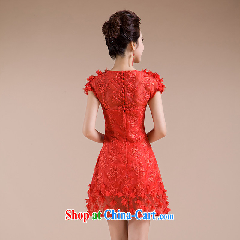 Rain is still Yi marriages 2015 new stylish bows clothing red lace dress Korean bridesmaid dresses small LF 108 red tailored rain coat yet, shopping on the Internet