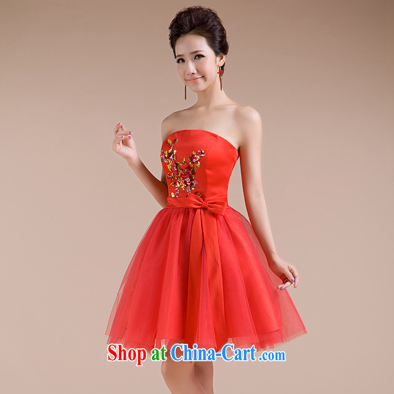 Rain is still clothing bridal wedding dresses 2015 new toast clothing red erase chest short dresses sweet bridesmaid dresses small LF 91 red tailored, rain is Yi, and shopping on the Internet