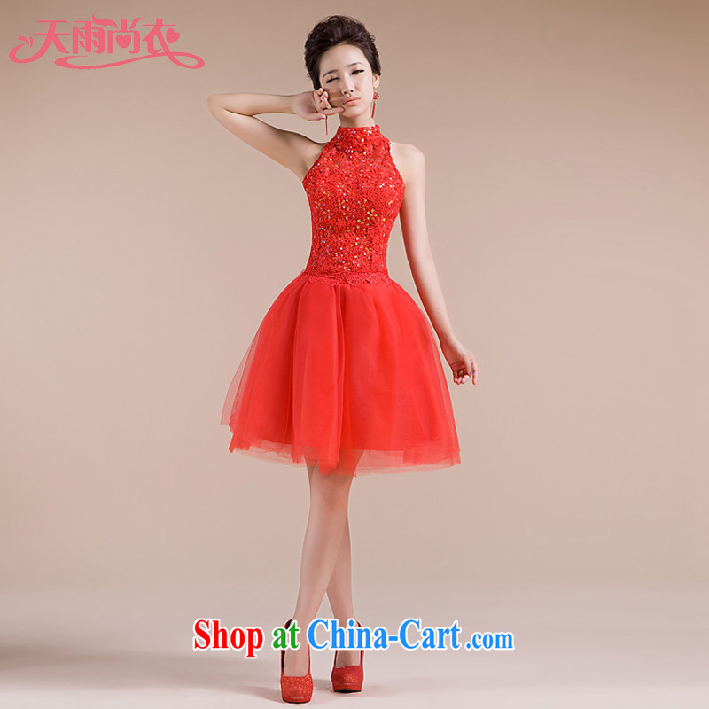 Rain is still clothing bridal wedding dresses 2015 New red short toast wedding service is also tied with parquet drill bridesmaid dresses small LF 89 red tailored