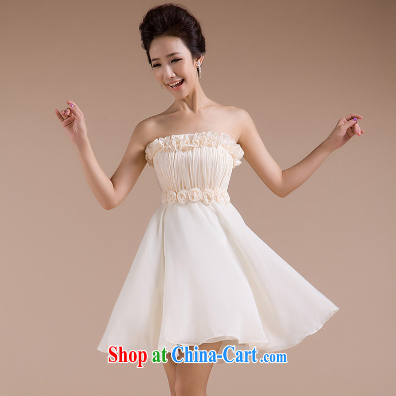 Rain is still clothing bridal wedding dresses 2015 new, accompanied by her sister skirt champagne color short, tied with a bare chest sweet little dress LF 88 champagne color tailored, rain is still clothing, shopping on the Internet