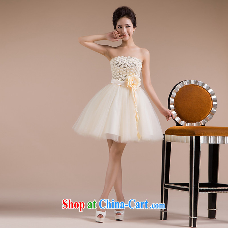 Rain is still Yi marriages 2015 new bridesmaid sister skirt champagne color erase chest strap short, sweet little dress LF 86 champagne color tailored, rain is clothing, and shopping on the Internet