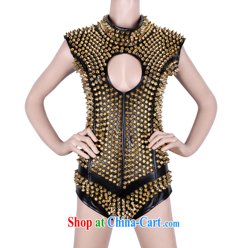 My store bar DS for dance clothing DJ stage with cool rivets Cultivating Female Singer service-kit #8170 golden S small code, in accordance with dance, hip hop, and shopping on the Internet