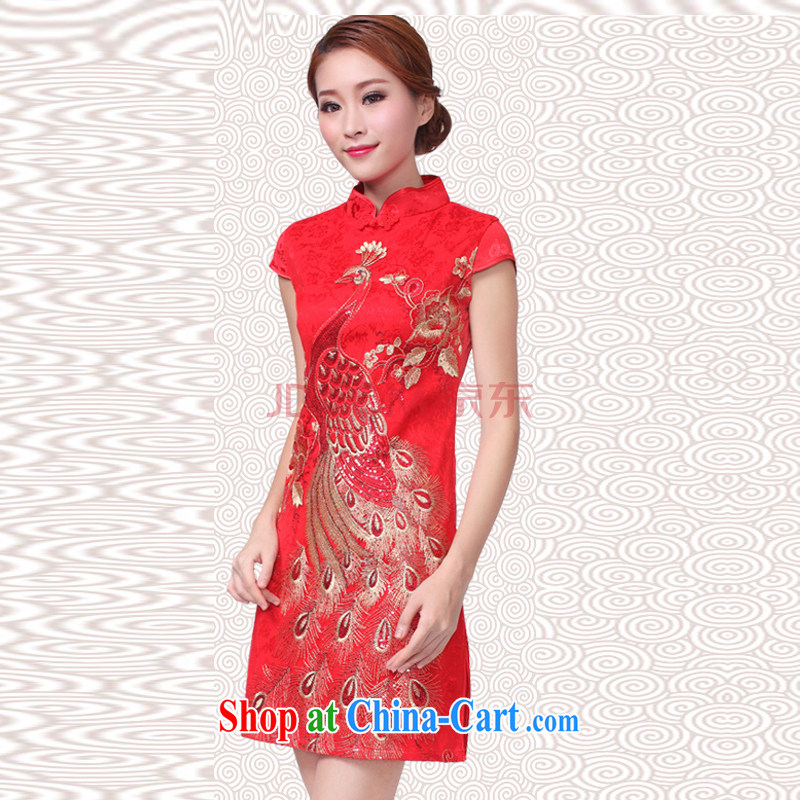 Advisory Committee in accordance with the 2015 summer new, annual show wedding bridal wedding photography beauty graphics thin retro improved red bows dress short-sleeve with short skirts as female Red Peacock XL, advisory committee on leading edge, shopp