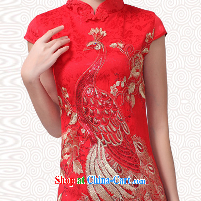 Advisory Committee in accordance with the 2015 summer new, annual show wedding bridal wedding photography beauty graphics thin retro improved red bows dress short-sleeve with short skirts as female Red Peacock XL, advisory committee on leading edge, shopp