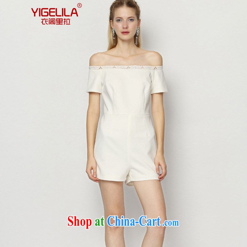Yi Ge lire_YIGELILA name yuan a Field shoulder cultivating graphics skinny dress simple lace-pants female white 5199 L