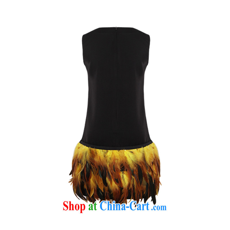 Yi Ge lire/YIGELILA Flamingo feather dresses beauty graphics thin V collar vest short skirt black 6560 L, Yi Ge lire (YIGELILA), online shopping
