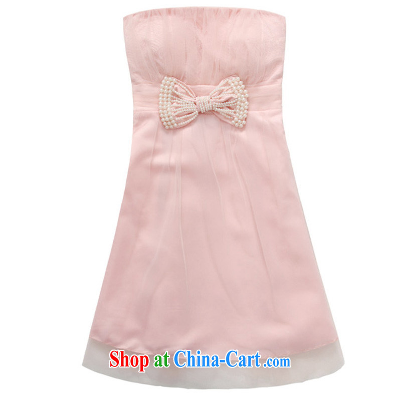 An Philippines and the United States the code mm thick, Japan, and South Korea temperament sweet wiped chest small dress Web yarn bow tie pin beads back elasticated skirt Princess sister bridesmaid high waist even skirt pink XXXL, facilitating Philippines