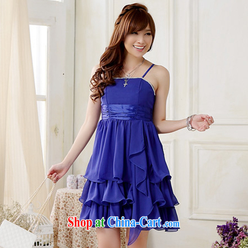 An expensive beauty with dress straps hot drill snow woven layers cake larger graphics gaunt waist with belt-drill tension and sisters annual skirt dance evening dress short even skirt blue XXXL, facilitating Philippines and the United States, and on-line