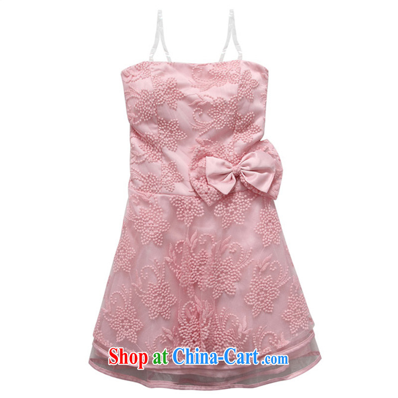 An Philippines and the United States Mary Magdalene embroidered chest small dress double skirt with charisma back exposed elastic back the code thick MM large double-a skirt celebration bridesmaid sister skirt pink XXXL, facilitating Philippines and the U