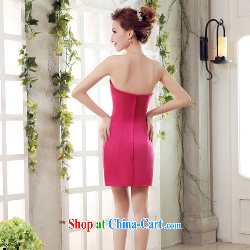 Wei Qi 2015 summer new bride toast clothing wedding dress Mary Magdalene chest short stylish beauty package and bridesmaid serving short video thin women dress red XXL, Qi wei (QI WAVE), online shopping