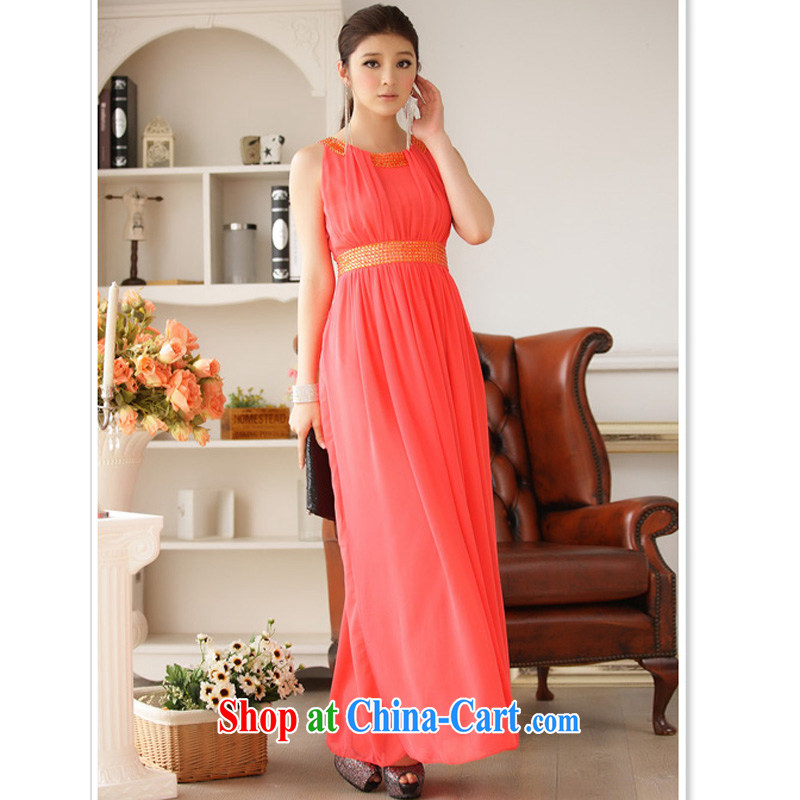 An Philippines and the United States and Europe atmospheric Evening Dress long dress with manually staple Pearl collar high waist black snow-woven long skirt covered shoulders vest long dress the code-length skirts orange XXXL, facilitating Philippines an