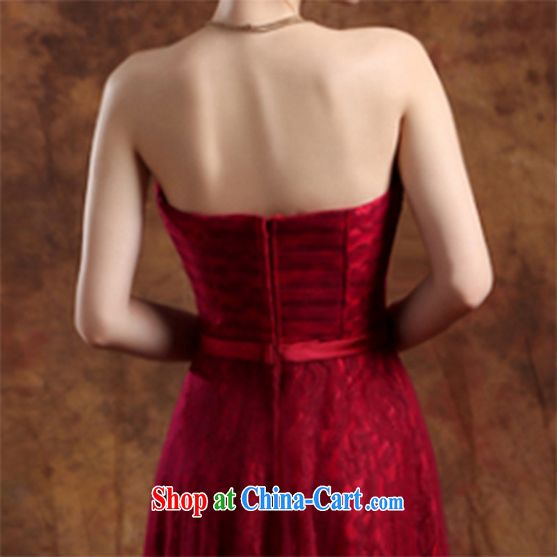 Ms Audrey EU solidarity summer 2015 new stylish wedding dresses wine red dress wiped his chest dress long bows Service Bridal wedding dress Banquet hosted dress female Red custom required plus $30, Qi wei (QI WAVE), online shopping