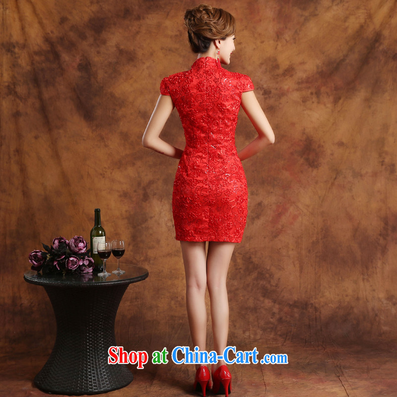 Qi wei summer 2015 new Korean red short lace package shoulder marriages served toast beauty package and goods improved retro dresses wedding dresses red Custom for the $30, Qi wei (QI WAVE), shopping on the Internet