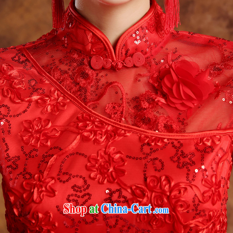 Qi wei summer 2015 new Korean red short lace package shoulder marriages served toast beauty package and goods improved retro dresses wedding dresses red Custom for the $30, Qi wei (QI WAVE), shopping on the Internet