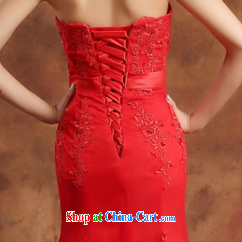 Qi wei summer 2015 new Korean dress wiped his chest dress red dress lace at Merlion dress uniform toast marriages long evening dress moderator show red Custom for the $30, Qi wei (QI WAVE), online shopping
