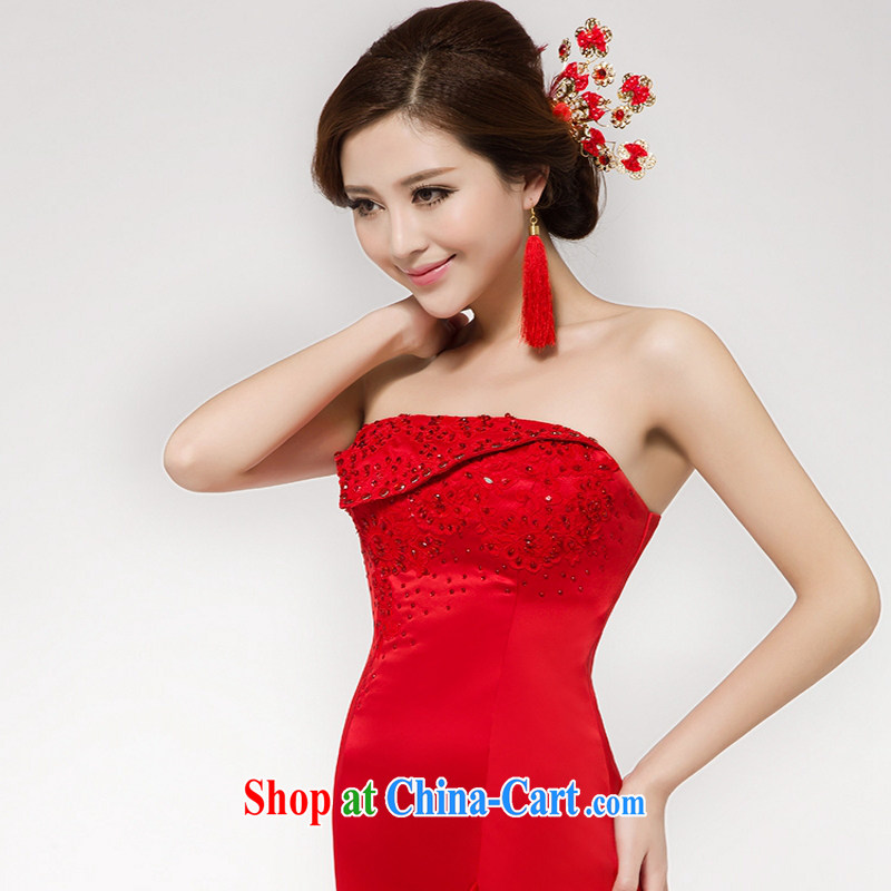 Yong-yan and 2015 New National wind red-su earrings bridal show Wo Chinese ceremony dress, Wedding Celebration classic clip-on red, and Yong-yan good offices, shopping on the Internet