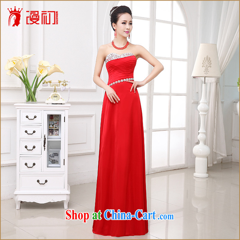 Early animated evening dress 2015 New Long fall wedding toast serving sweet Mary Magdalene chest diamond jewelry bridal dresses female Red XXL, diffuse, and shopping on the Internet