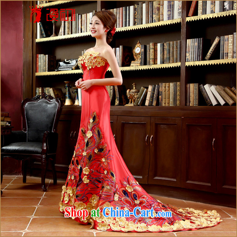 Early definition 2015 New Evening Dress bride wiped chest long red tail with evening dresses bridal with red tail, XXL, diffuse, and, shopping on the Internet