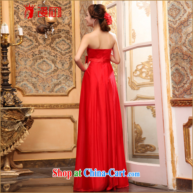 Early definition bride Long Chest bare wedding dresses red new 2015 bridesmaid dress bows dress L red XXL, diffuse, and shopping on the Internet