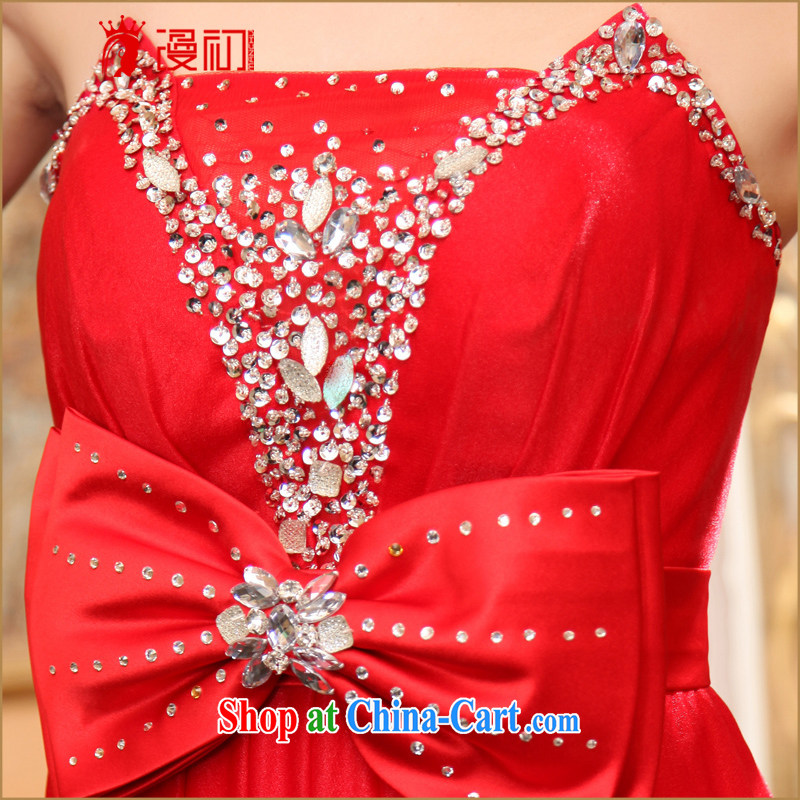 Early definition bride Long Chest bare wedding dresses red new 2015 bridesmaid dress bows dress L red XXL, diffuse, and shopping on the Internet