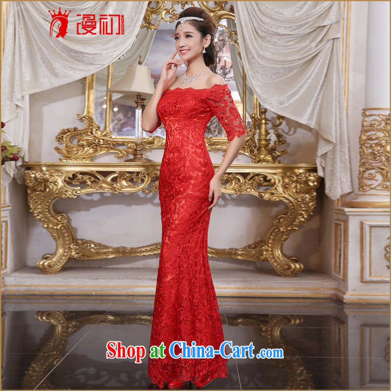 Early definition 2015 New Field shoulder bridal wedding dress toast service banquet crowsfoot strap with red dress red XXL, diffuse, and shopping on the Internet