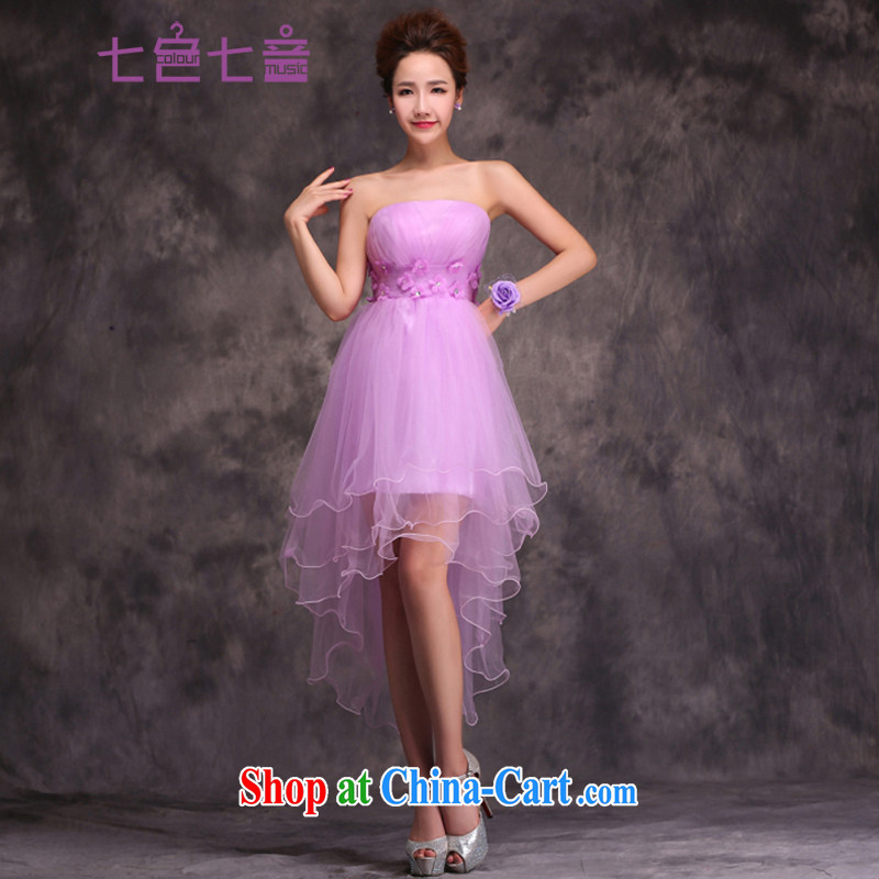 7 color 7 tone Korean version 2015 bridesmaid's dress purple solid color tie short sister show small dress L 016 purple F M paragraph