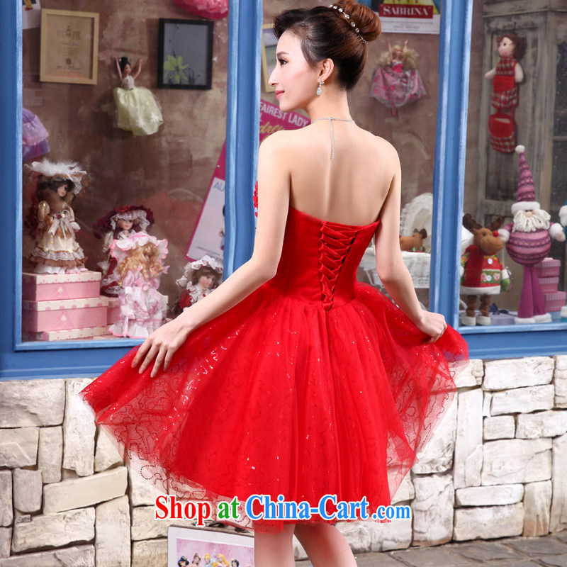 Honey, bride 2015 New Red dress wedding bridal toast wiped his chest strap lace beauty and stylish sweet dress red XXL, honey, bride, shopping on the Internet